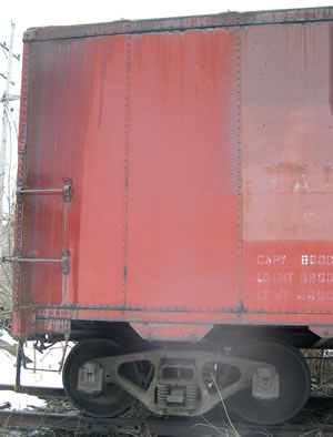 BAR 5403 left end of left car side. Note sping arrangement on trucks.
